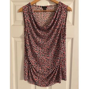 Size L Ann Taylor Floral Cowl Neck Blouse Tank
